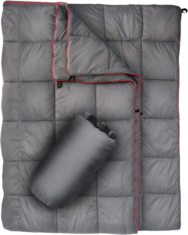 GLORSIGN Outdoor Puffy Camping Blanket, Lightweight Down Alternative Puffy Printed Camping Large Ultra Warm Hammock Top Quilt Waterproof Blanket for Traveling Picnic Beach Party Cold Weather (Gray) - Image 1